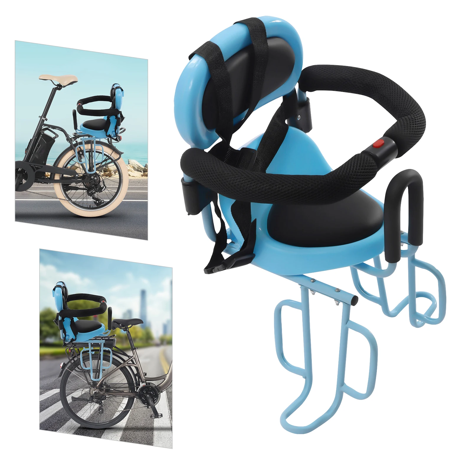 

Kids Bike Seat , Rear Frame Mounted Bike Seats w/ Seat Cushion, Rear Child Bike Seat Toddler Child Saddle Seat Safety Seat