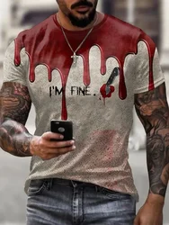 T-shirt da uomo estive divertenti abbigliamento horror top t-shirt con stampa di sangue stampata in 3D t-shirt di nuova moda manica corta da uomo oversize