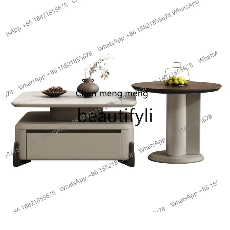 

G Italian minimalist technology stone coffee table combination household small apartment high sense