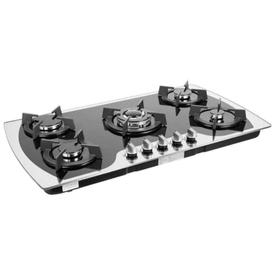 

36-дюймовая газовая варочная панель с 5 конфорками для кухни, дома, квартир и автофургонов, двухтопливная, сжиженным нефтяным газом, NG, совместимая с плитой из закаленного стекла