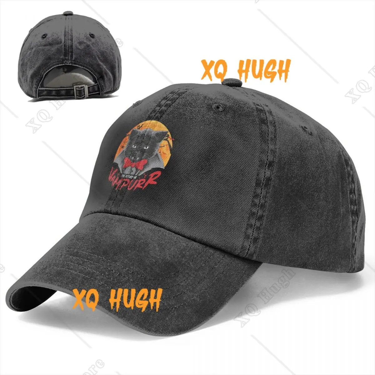 Washed Men's Baseball Cap Black Cat Trucker Snapback Cowboy Caps Dad Hat The Return of Vampurr Golf Hats