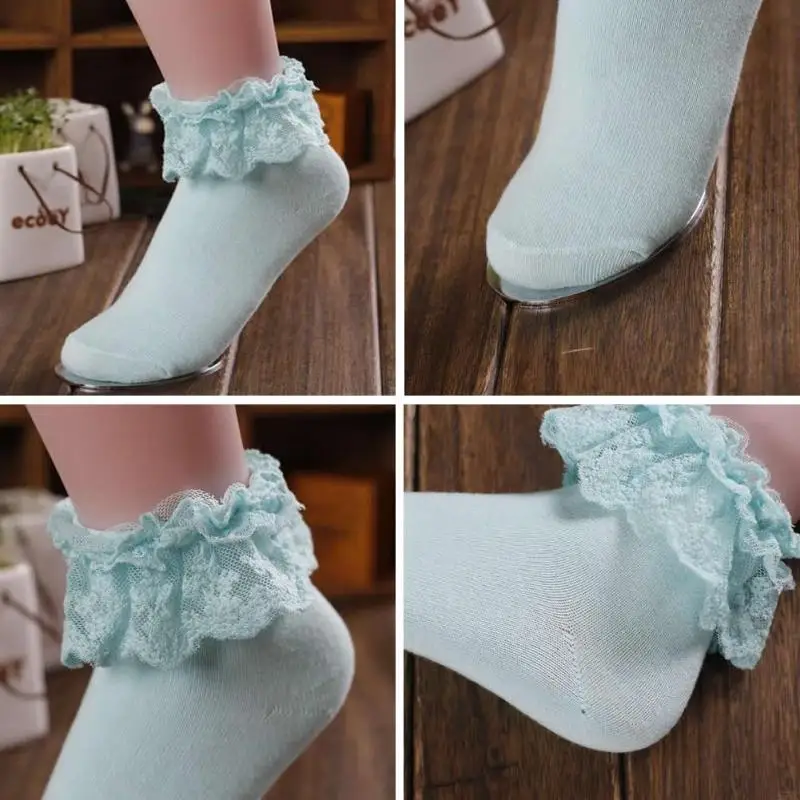 A5YC Princess Girl Sweet Women Ladies Vintage Lace Ruffle Frilly Ankle Socks New