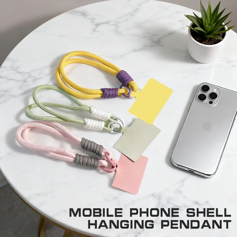 Lanière tressée pour téléphone portable, Style INS, mode, couleur unie, Anti-perte, bracelet court, pendentif, sangle suspendue, corde avec entretoise