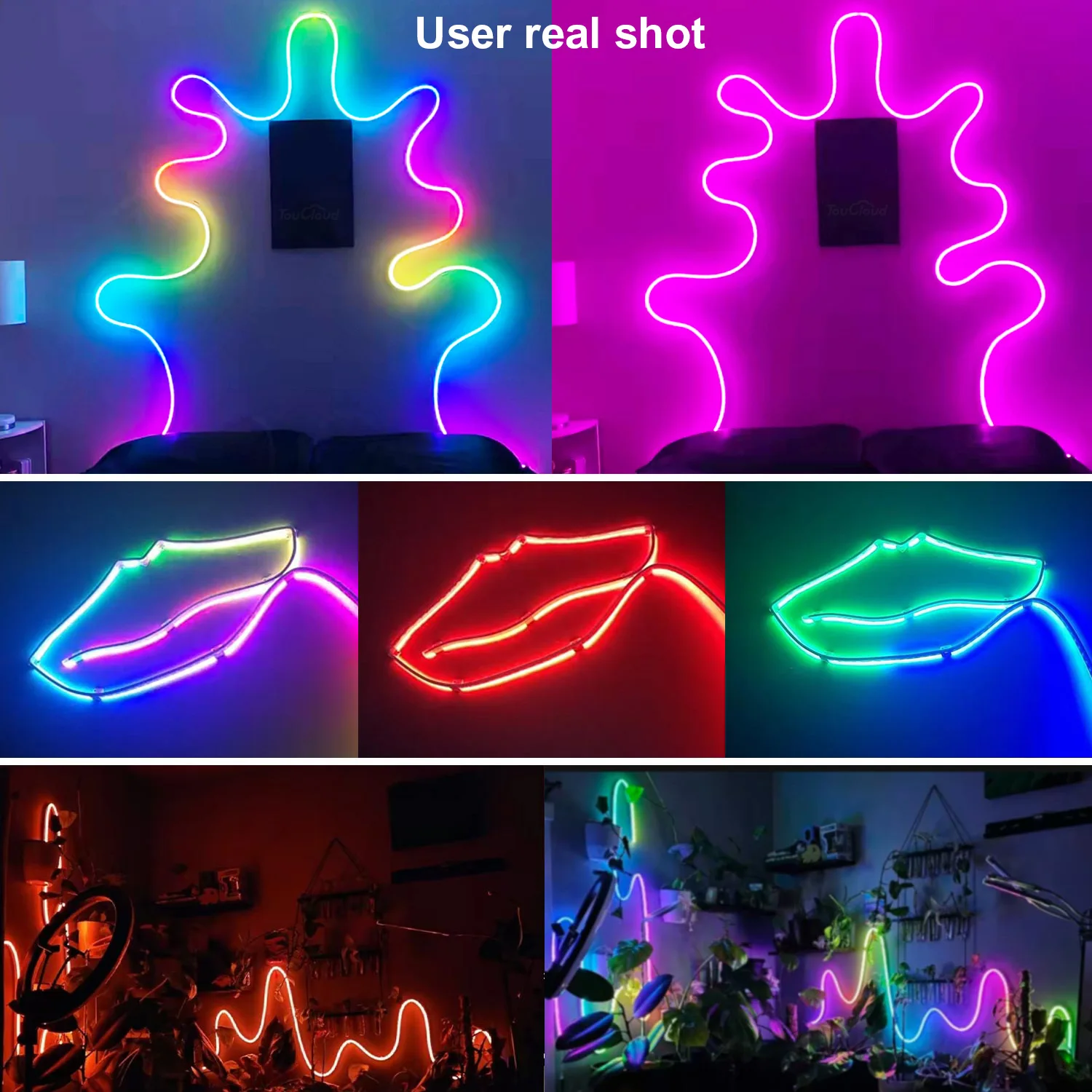 MeRGBW Neon LED Strip Lights 1/2/3M Silicone Neon Rope Light with Music Sync DIY RGB Dreamcolor Chasing Strip Tape for Game Room