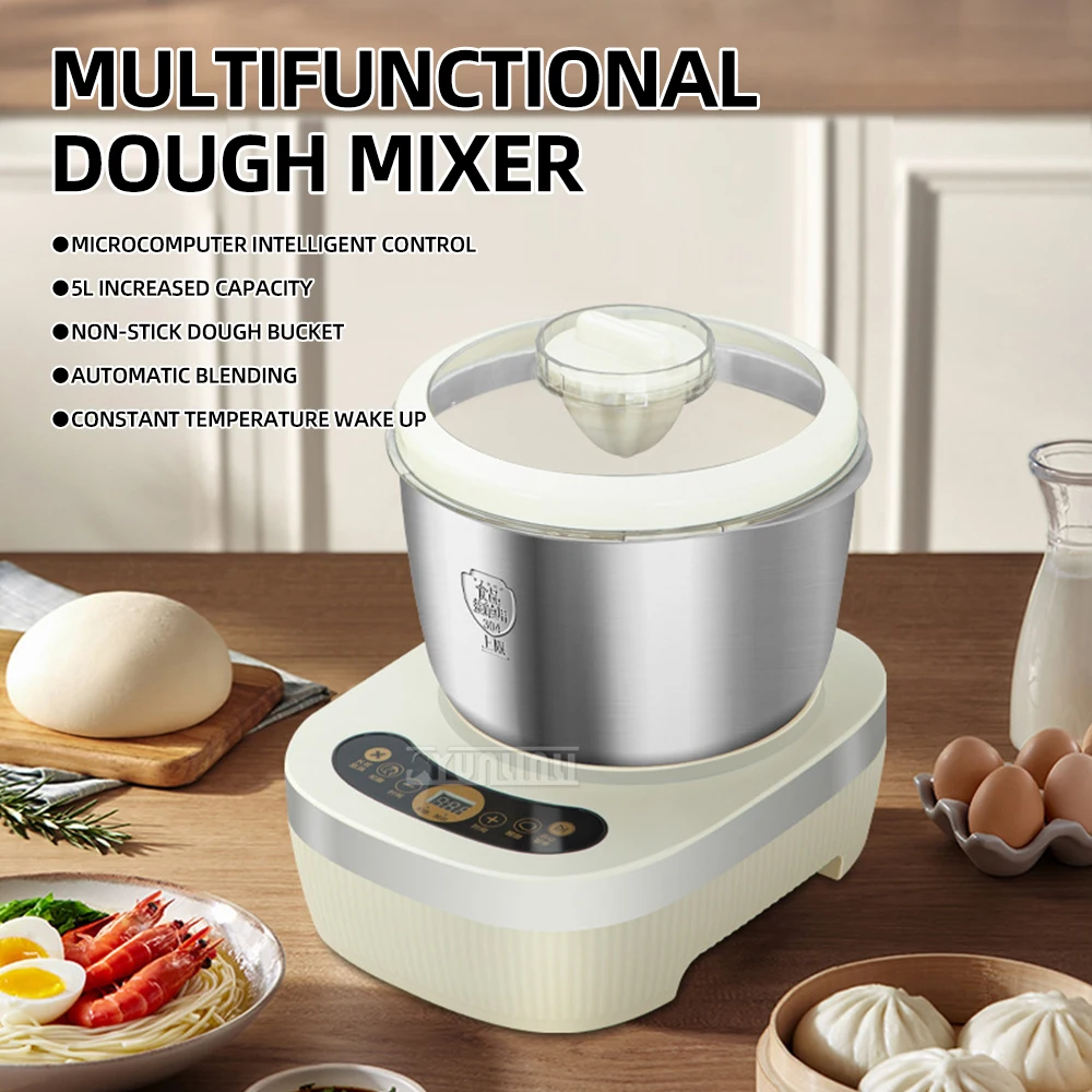 5L التلقائي عجّان سعة كبيرة الفولاذ المقاوم للصدأ آلة خلط الدقيق آلة التخمير ماكيناس دي Cocina