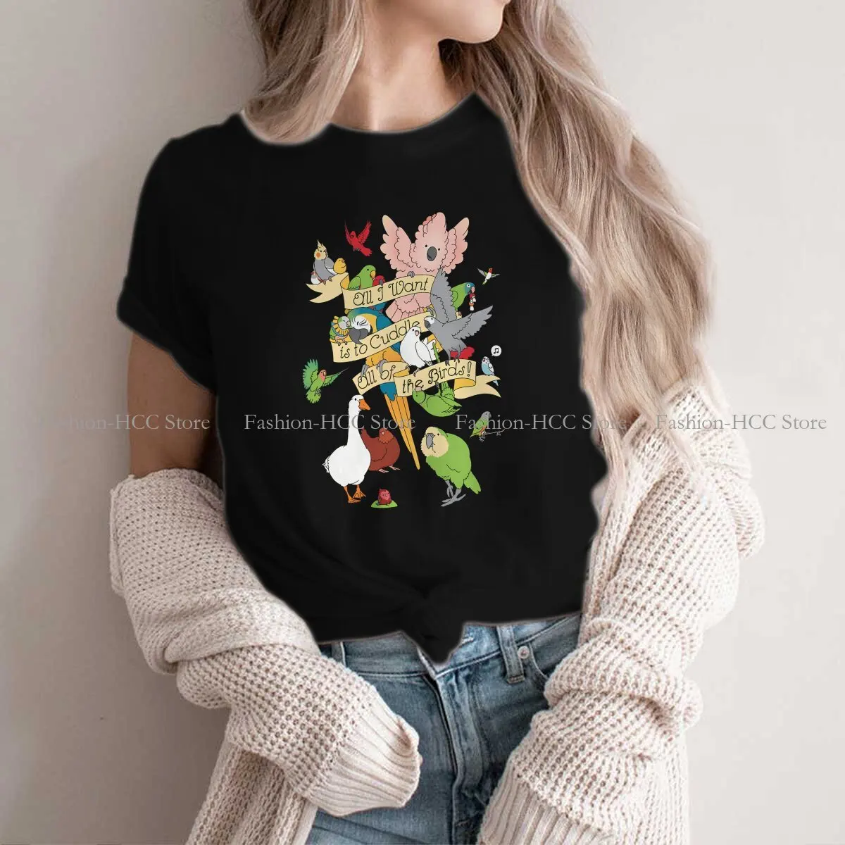 المرأة Conure كوكاتيل البوليستر تي شيرت ، عناق جميع الطيور ، الأساسية الصيف تي شيرت ، تصميم جديد ، الجدة