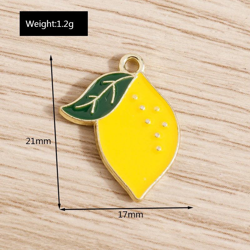 10pcs 17x21mm Cute Enamel Fruit Lemon Charms Pendants for Making Drop Earrings Necklace Bracelet DIY Crafts Jewelry Findings