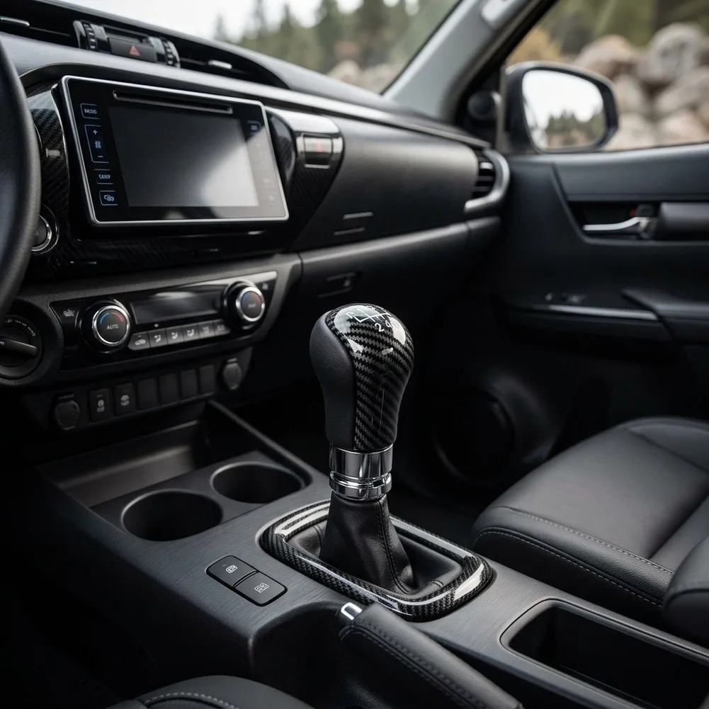 for Auto Interior Accessory Carbon Fiber Gear Knob Ergonomic Grip Design Sleek Black Finish Smooth Shifting Action