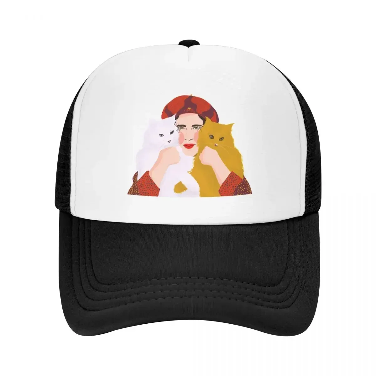 Two Cats and a Hatted Lady Baseball Cap Ball Cap Military Tactical Cap Women Hats Men's