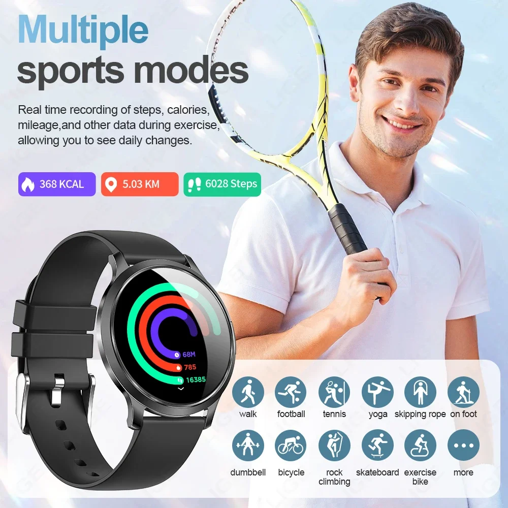 LIGE ساعة ذكية للنساء 1.32 "AMOLED Smartwatch شاشة فائقة الوضوح جهاز تعقب للياقة البدنية الساعات الصحية الرجال مقاوم للماء Reloj Inteligente