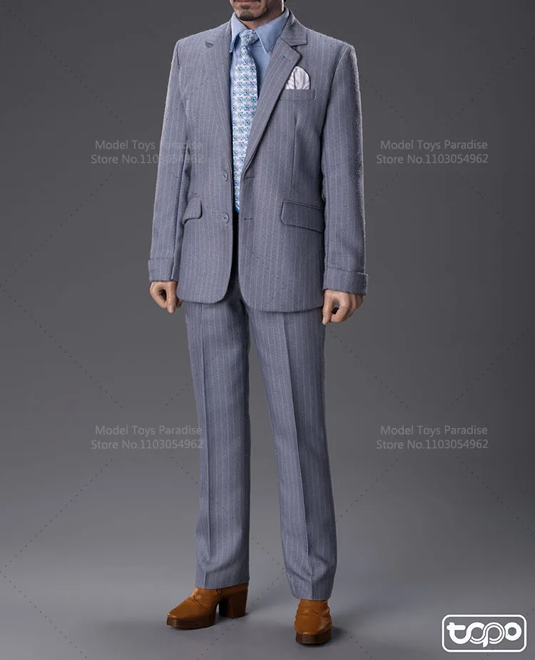 

TOPO STUDIO TP010 1/6 Scale Iron Man Soldier Striped Suit Clothes Set High Heels Shoes Fit 12inch Action Figure