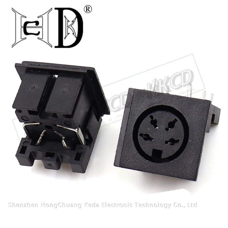 5pcs DIN-403 4 Pin Square Snap-in Panel Mount Right Angle DIP Female DIN Socket Audio Power Connector