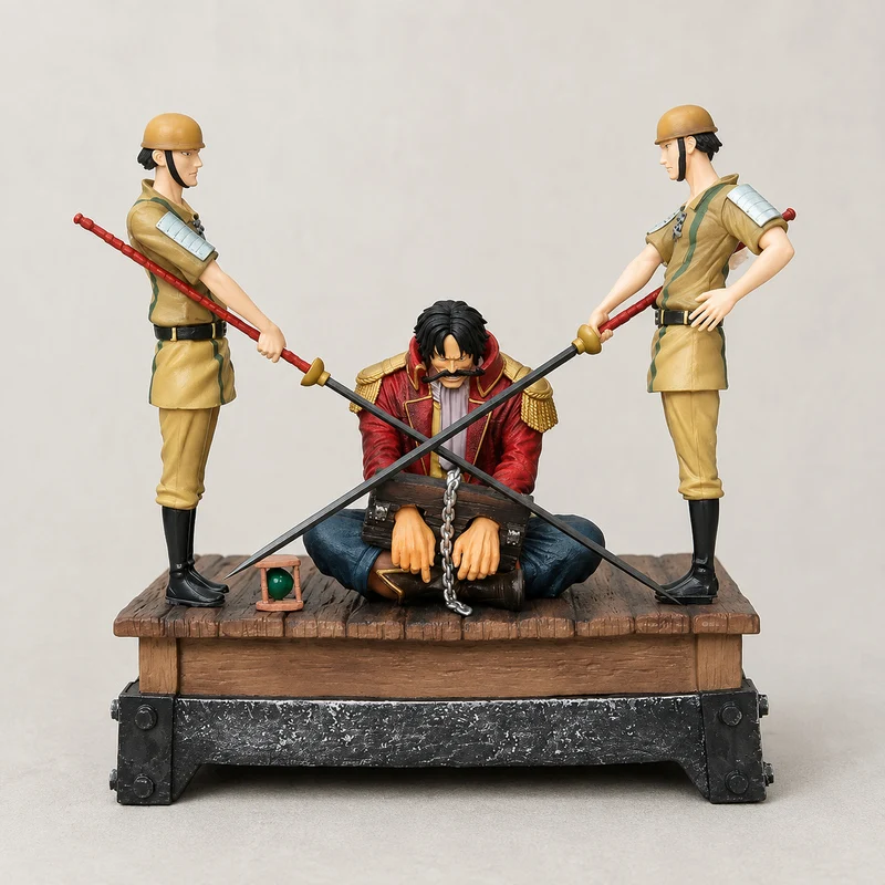 One Piece Soldier Execution Platform Roger, Sitting Handcuffed Roger, Gol D. Roger Figure, Desk Ornament