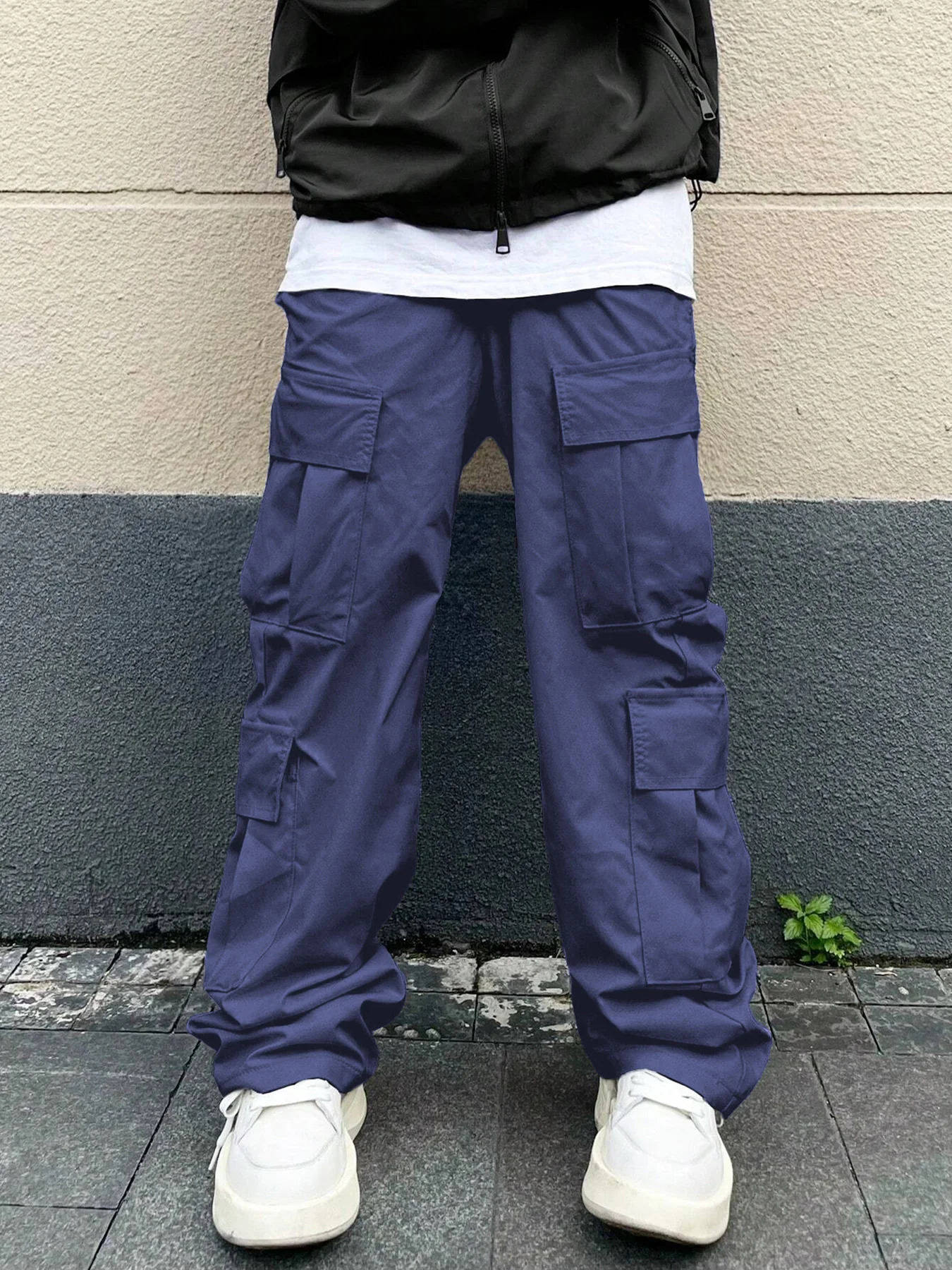 

Men's Hip Hop Harajuku Wide Leg Trousers Korean Style Oversize Cargo Pants Casual Streetwear Drawstring Workwear