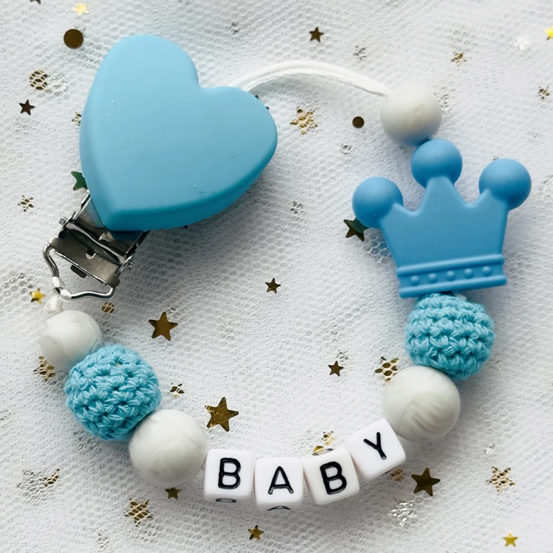 2024 Custom Baby Pacifier Clip Name Handmade Beech Personalized Wooden Chain Silicone Holder Baby Teether Toys Newborn Chew Gift