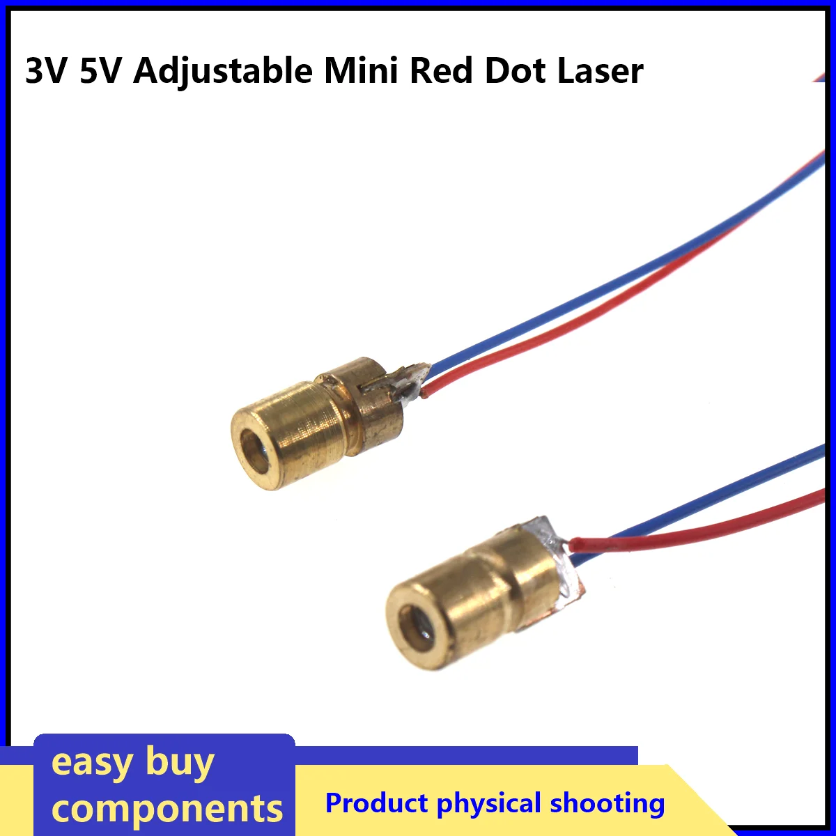 5PCS 3V 5V Adjustable Mini Laser Pointer Diode RED Dot Laser Diod Circuit 3V/5V 5mW 650nm 6MM Module Pointer Sight Copper Head