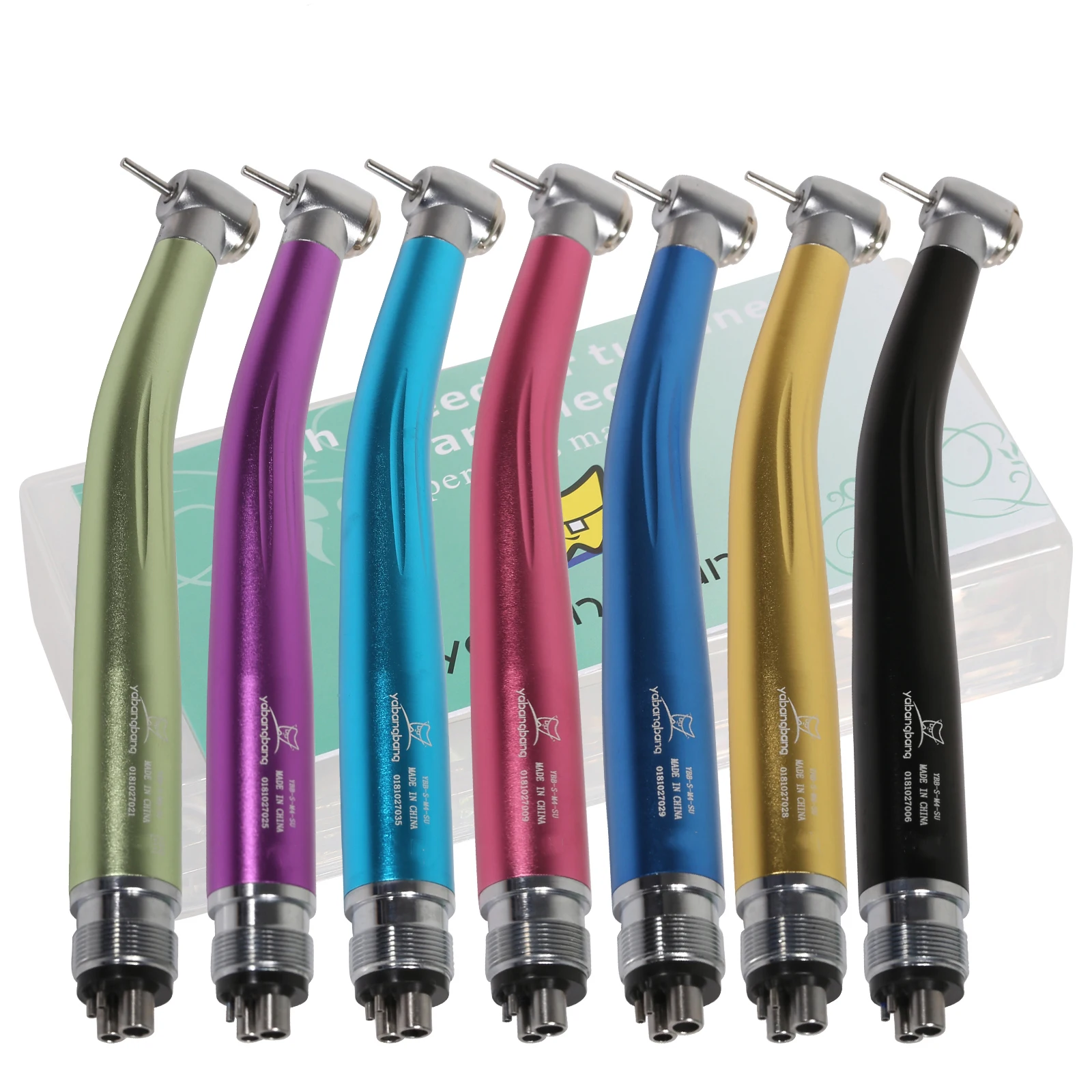 Dental High Speed Handpiece Air Turbine NSK 4/2 Hole 7 Colorful Standard Head Push Button Silver Rings Dental Supplies Stainless