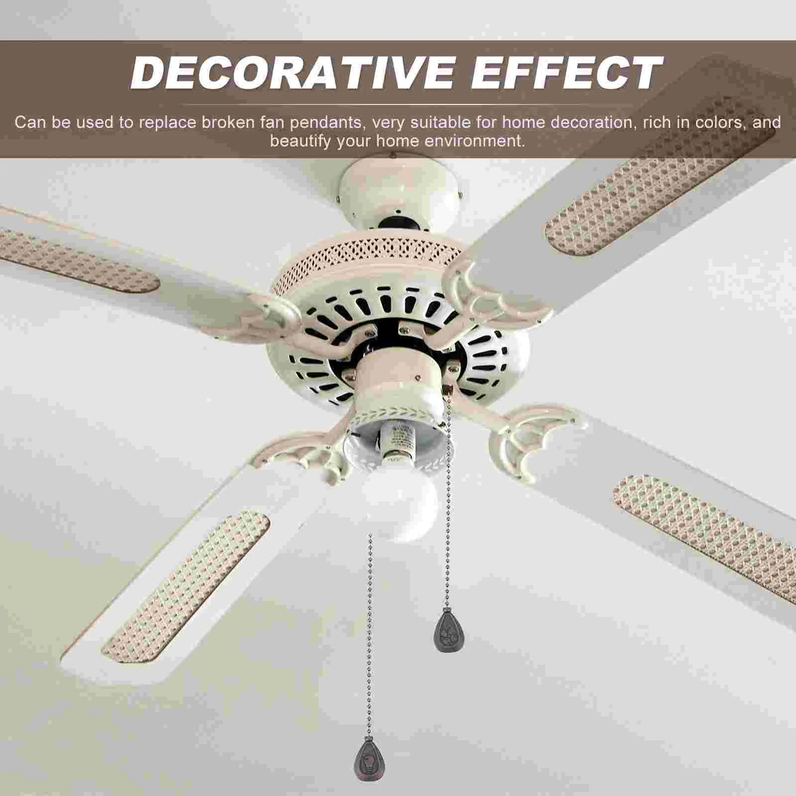 2 Pcs Vintage Ceiling Fan Light Pull Chain Charm Extension Pendant Fans Retro Design Safe Use Simple Installation