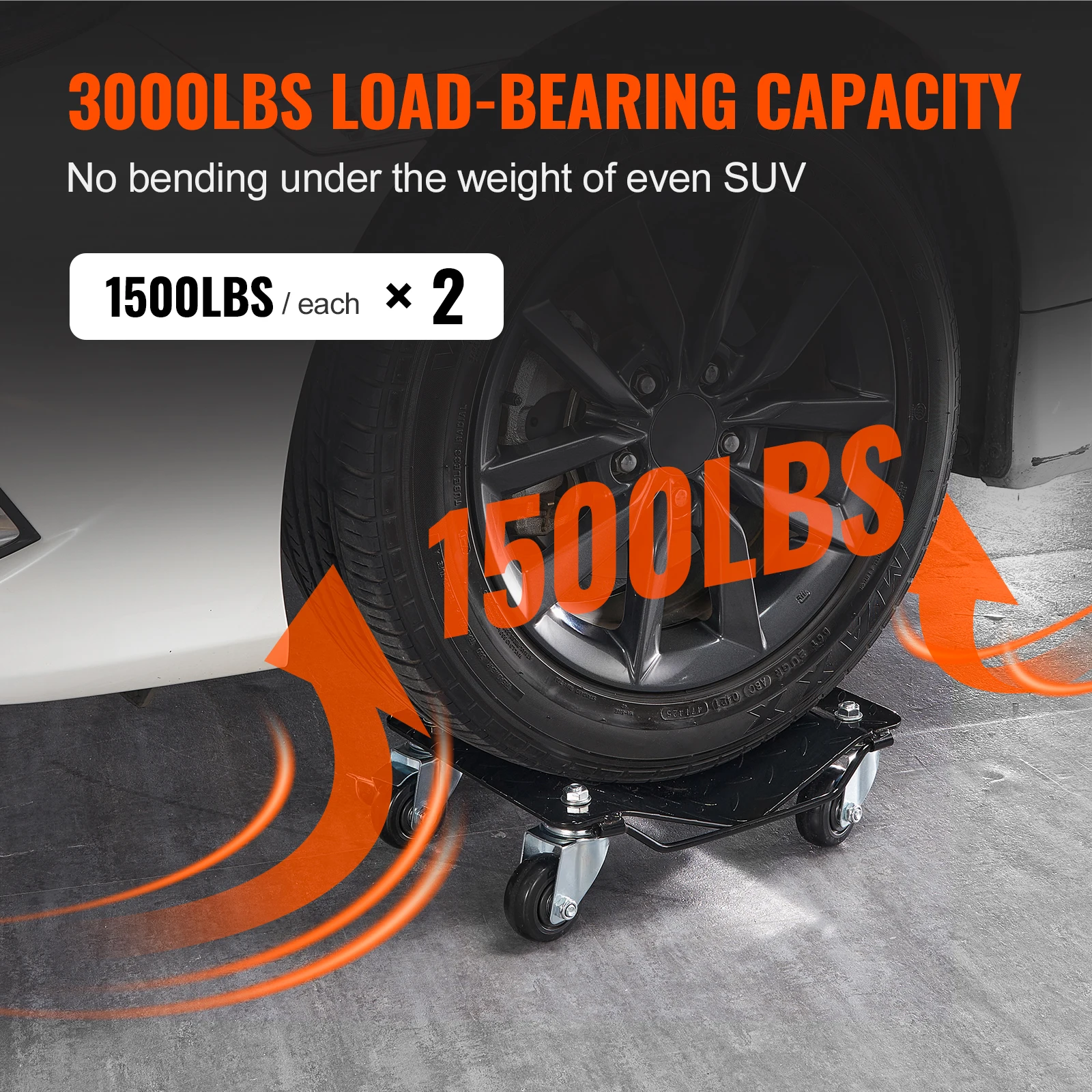 VEVOR Car Tire Wheel Trolley Dollies 2/4PCS 1500 Lbs Weight Capacity Vehicle Skates Moving Tire with 4 Casters Auto Repair Mover