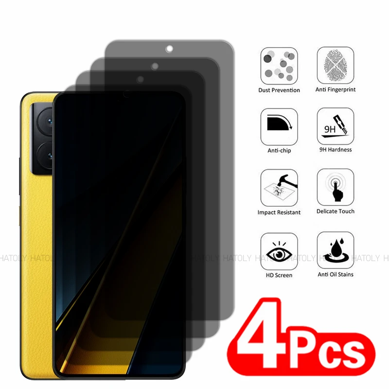 2/4PCS Anti-Spy Screen Protector For Xiaomi Poco X6 Pro Privacy Tempered Glass Xiaomi Poco X6 Pro Glass Film Xiaomi Poco X6 Pro