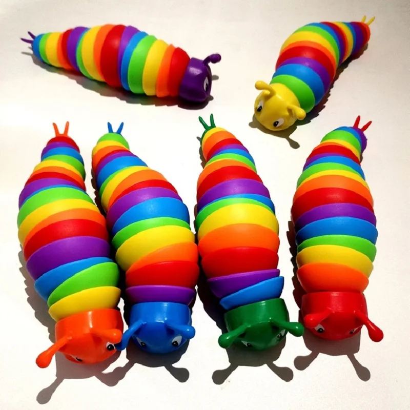 Fidget Slug zabawka dla dzieci 3D kolorowy sensoryczny ślimak łagodzi zabawę zabawka dekompresyjna kreatywny Twist Caterpillar Fidget Toys