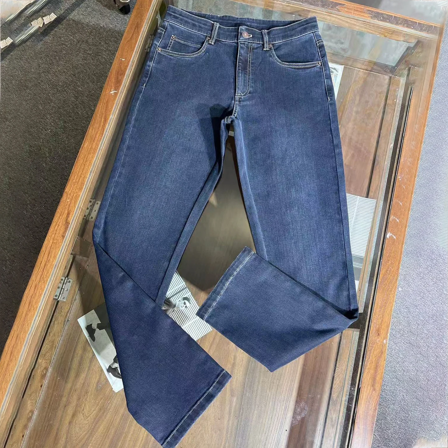 Spodnie męskie LP 25aw, proste, dopasowane, codzienne, jeansy sprane.