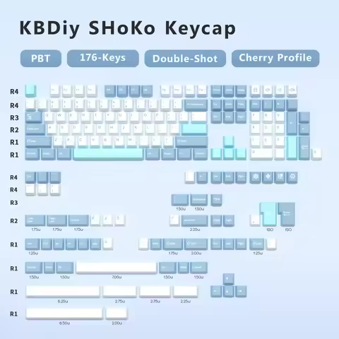 KBDiy 176 Keys GMK SHOKO Keycaps Cherry Profile PBT Keycap Custom for Mechanical Keyboard Game MX Switches Double Shot ISO Keys