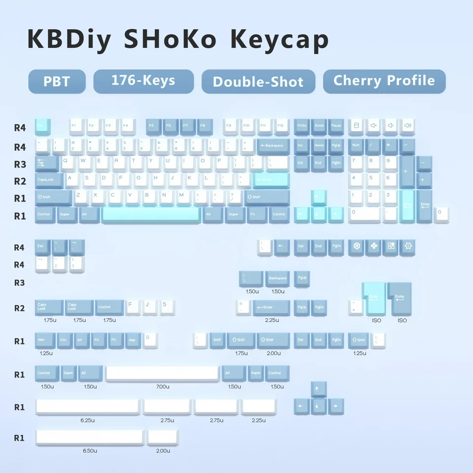 KBDiy 176 キー GMK SHOKO キーキャップ チェリープロファイル PBT