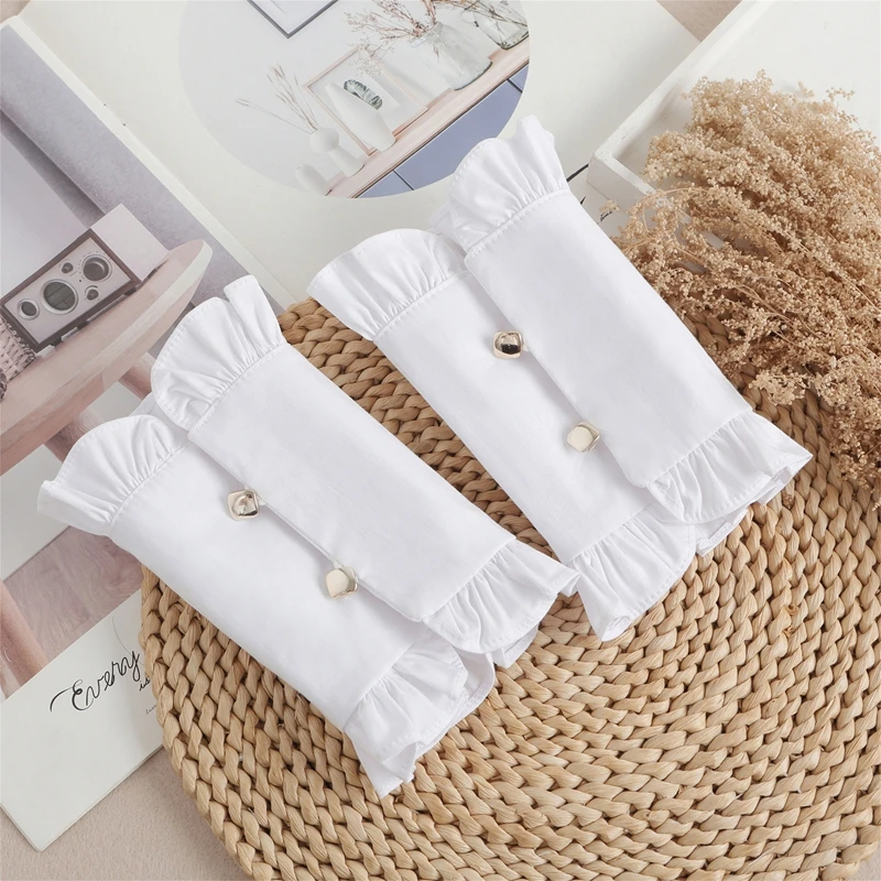 أصفاد معصم مزخرفة مكشكشة قابلة للإزالة للمراهقات وأكمام كاذبة قابلة للفصل وإكسسوارات المعصم للملابس العصرية