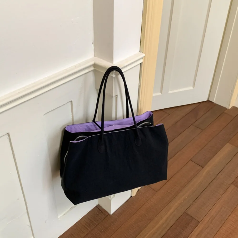 Casual Elegant Nylon Tote Bag Waterproof Commuting Nylon Shoulder Bag Multi-layer Patchwork Multiple Compartments Handbag Daily