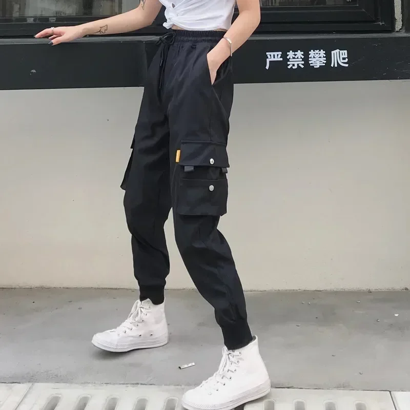 Heiße Große Taschen Cargo Hosen Frauen Hohe Taille Lose Streetwear Baggy Taktische Hosen Mode Hip Hop Jogger Hosen Weibliche