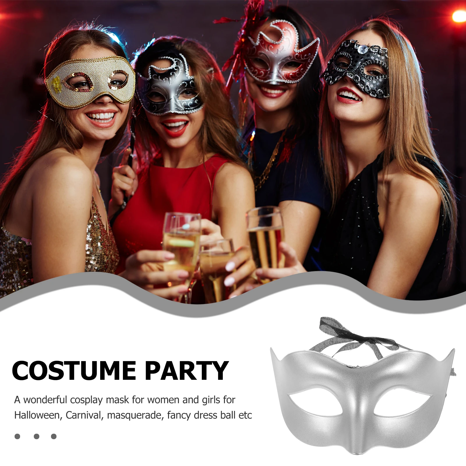 

10 Pcs Half Face Mask Plastic Cosplay Masks Decoration Halloween Prop Masquerade for Women Party Luxurious