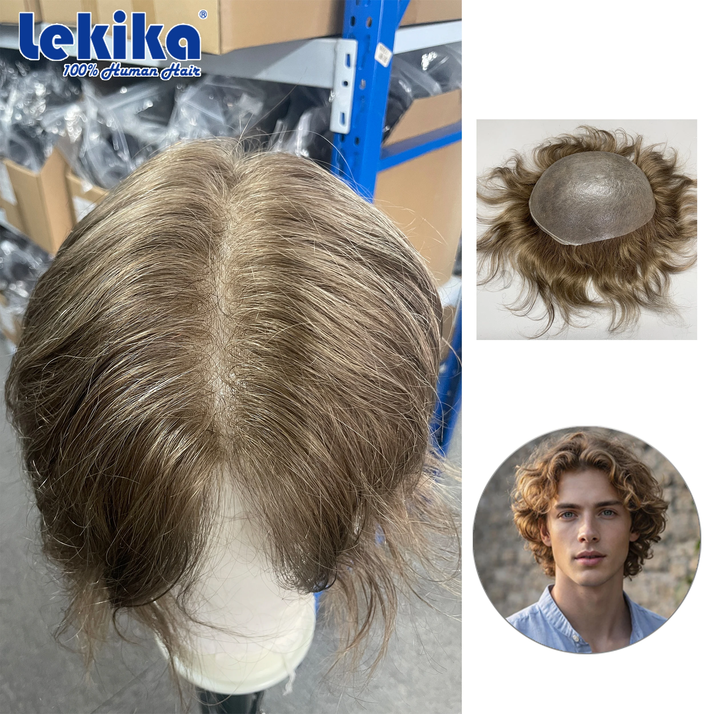 Hair Prosthesis For Men 0.02-0.03mm Toupee Ultra Thin 90 Density Hair Toupee Men Comfortable Hair System Ralastic Men's Wigs