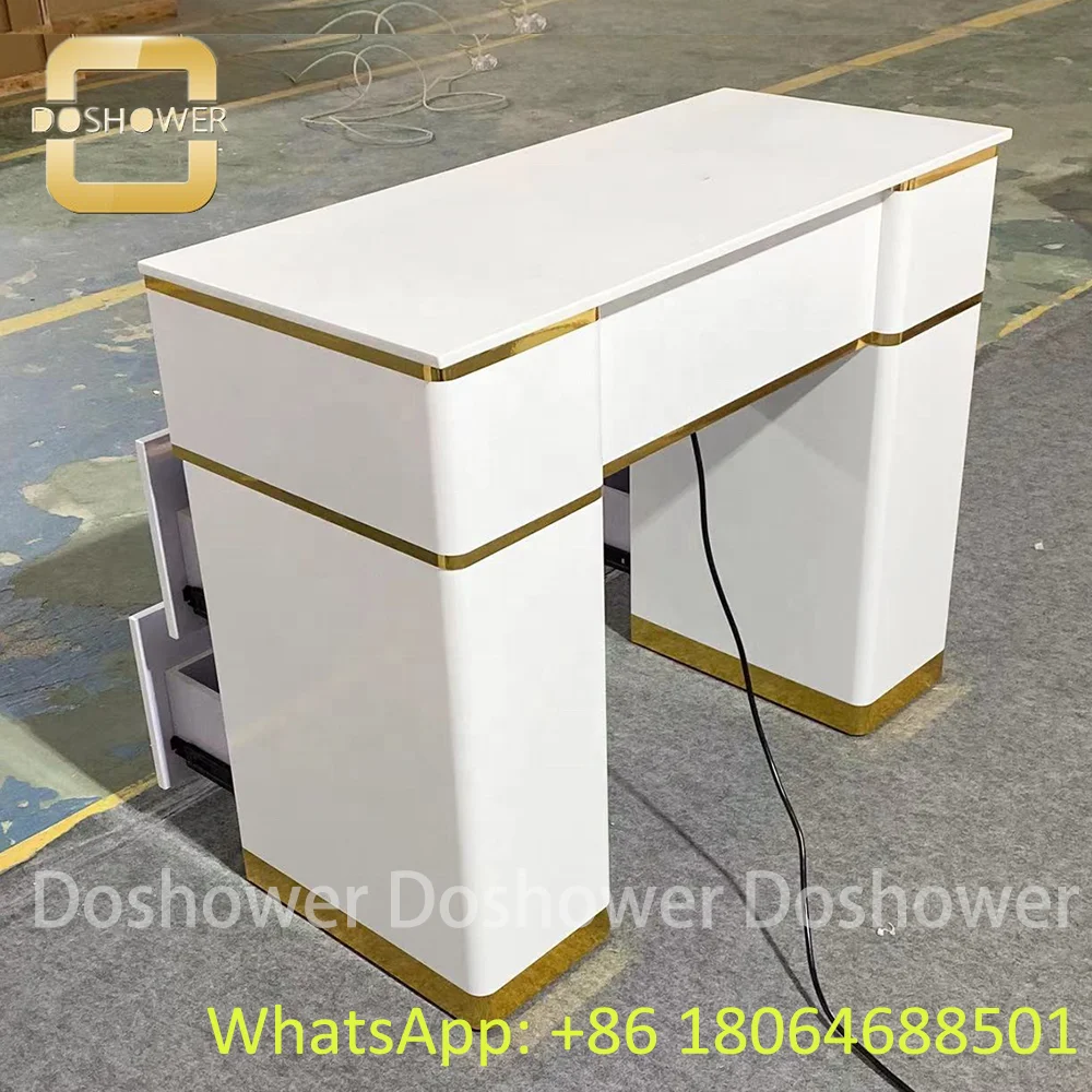 白赤ベントマニキュアネイルテーブルペディキュアダブルキャビネットネイルテーブルサロン耐久性のある高級マニキュアテーブルサプライヤー