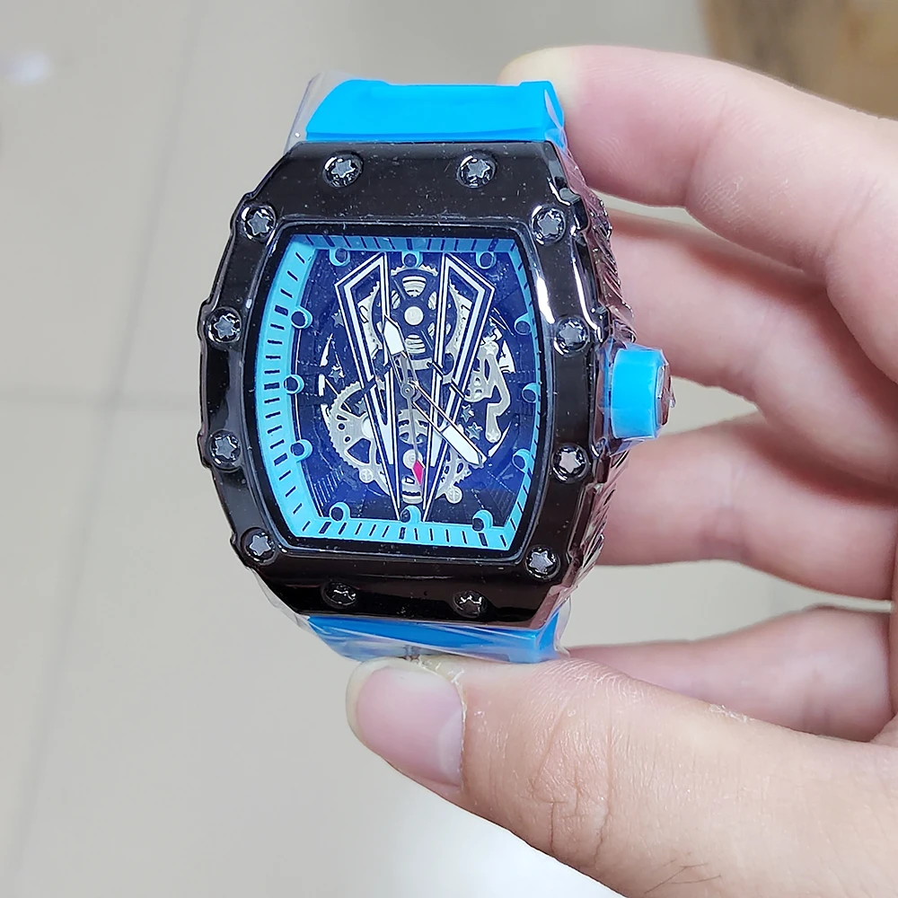 Reloj de pulsera de cuarzo de lujo para hombre, relojes para hombre, tendencia no mecánica, calendario automático, esfera hueca, resistente al agua