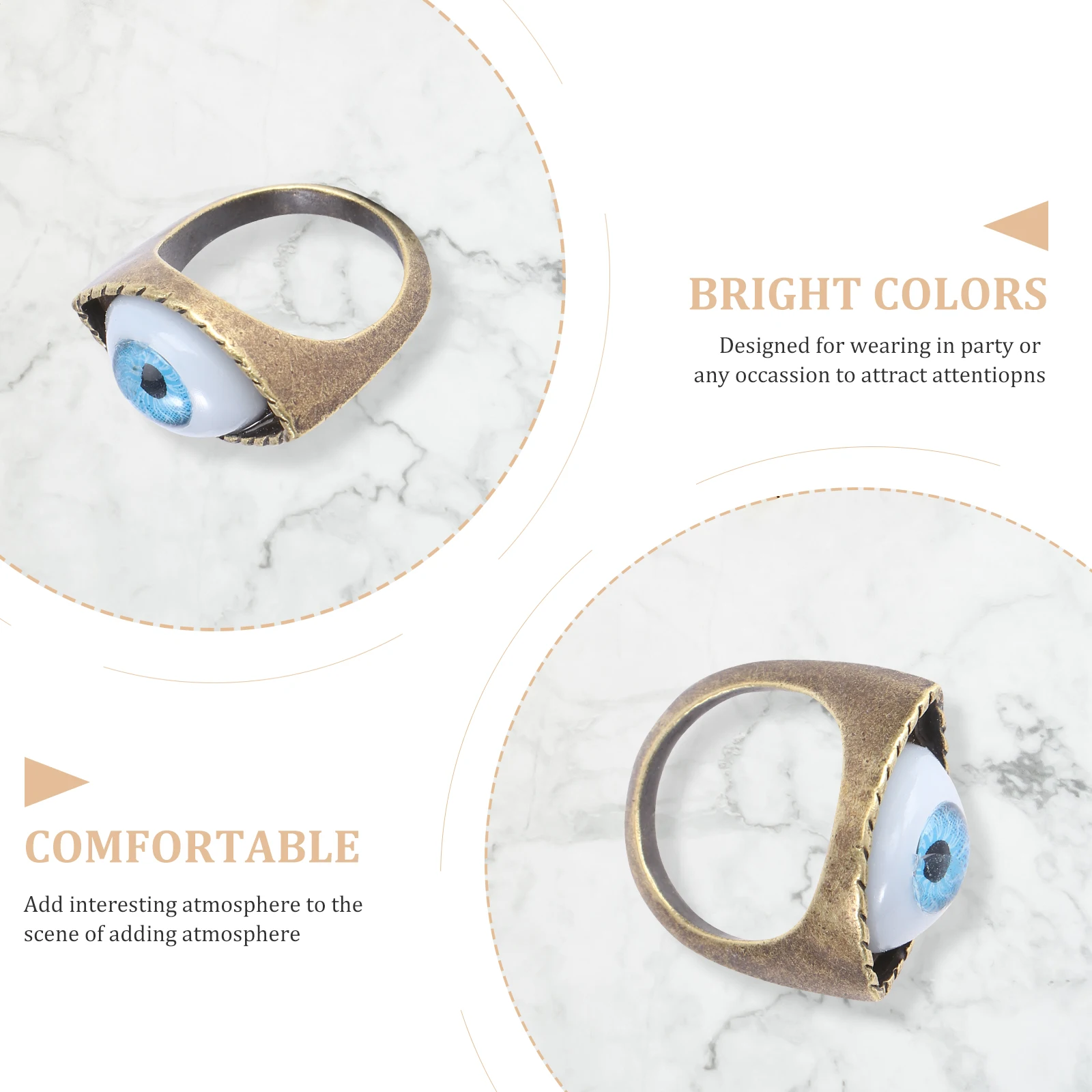 

Big Eye Design Alloy Ring Vintage Punk Style Finger Ring For Party Halloween Decoration Unique Fashion Accessory Blue