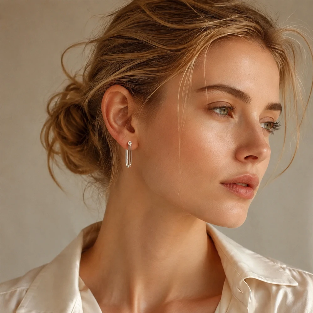 Creolen-Ohrring-Kugel, brandneues Europa, feiner Schmuck für Damen und Herren, klassisches Geschenk aus reinem 925er-Sterlingsilber – Detail 1