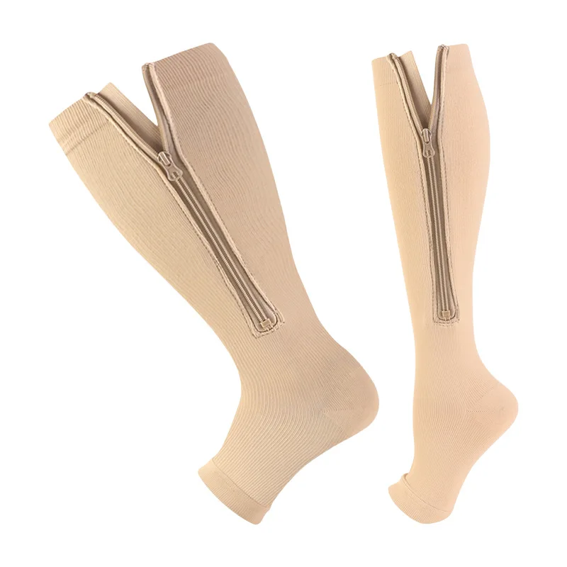 Plus Size 5xl 7xl Men And Women Compression Socks 10-15mmhg Lining Zipper Mid Tube Leg Upgraded Sports Professional Wholesale