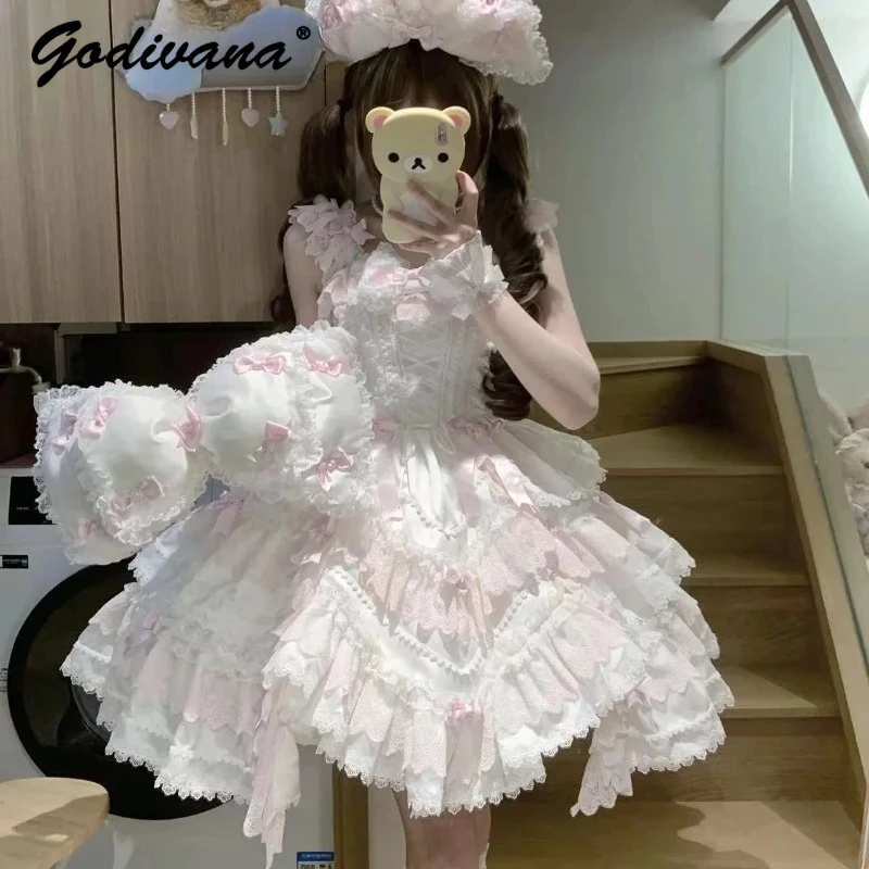 オリジナルロリータプリンセスドレス春と秋の新作スタンドカラー女の子女性の妖精レーススプライスフラワーウェディングドレス