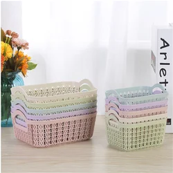 Storage Basket Home Desktop Small Basket Miscellaneous Hollow Imitation Vine Weaving Plastic Stationery Storage Basket