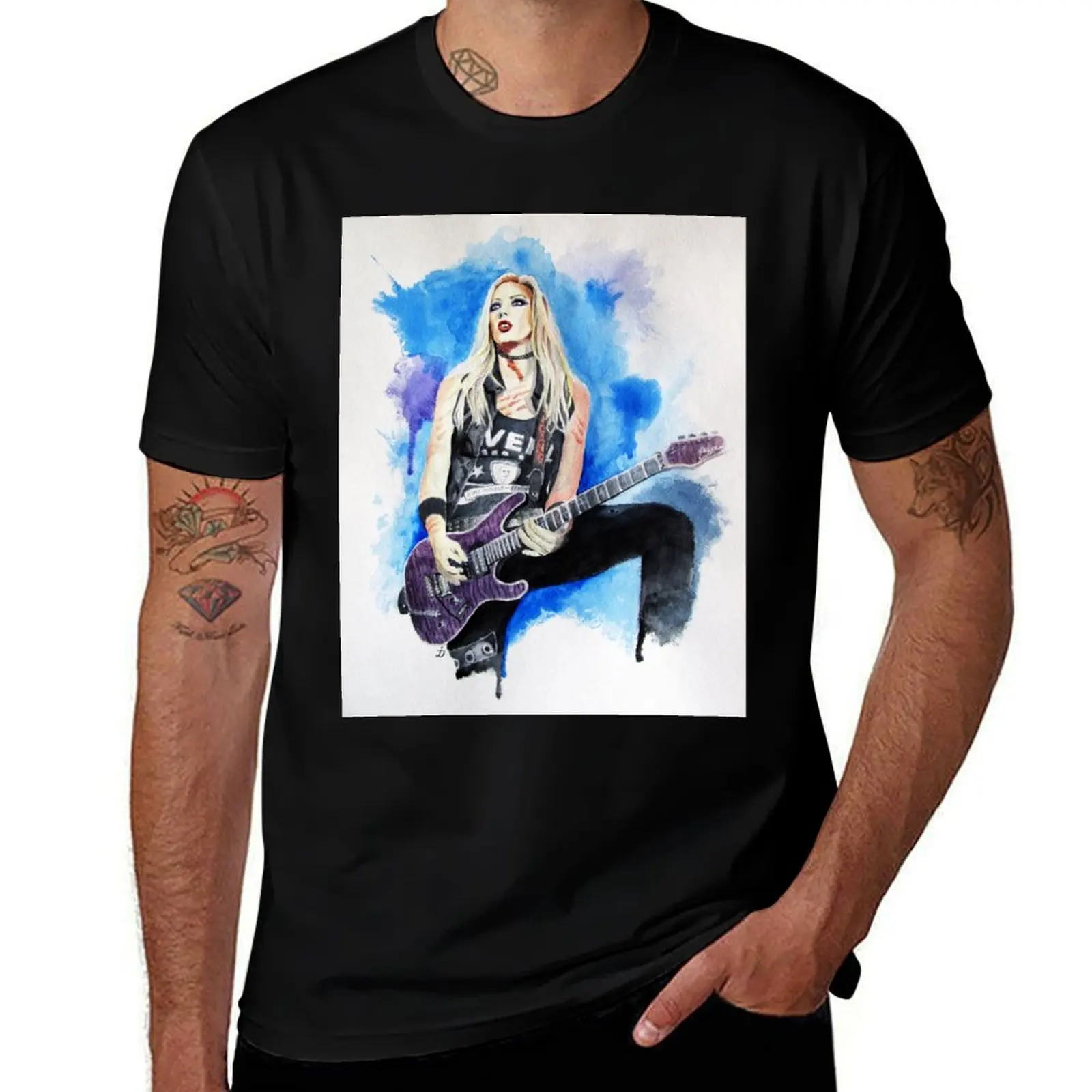 Nita Strauss Portrait. T-Shirt Large Size Casual Short Sleeve Top T-Shirt