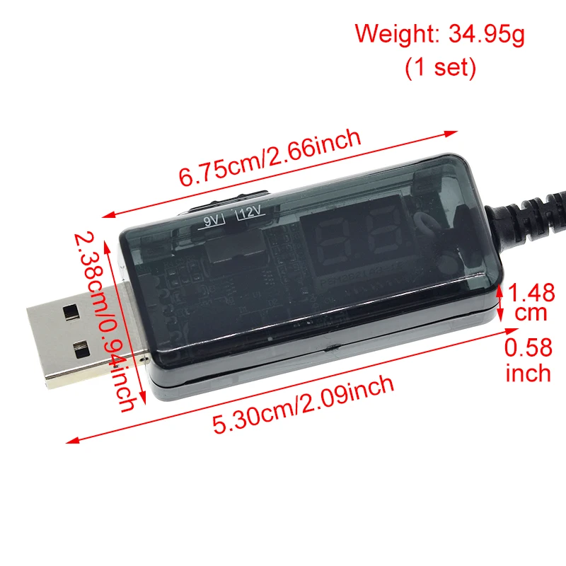 DC 5V to 9V 12V USB Step-up Converter USB Boost Converter Cable + 3.5x1.35mm Connecter For Power Supply/Charger/Power Converter