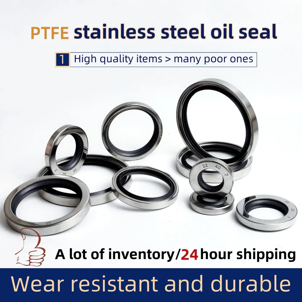 

ID: 52/53/55mm stainless steel oil seal 52*53*55*65/68/70/72/75/78/80/85*7/8/12mm PTFE sealed air compressor accessories