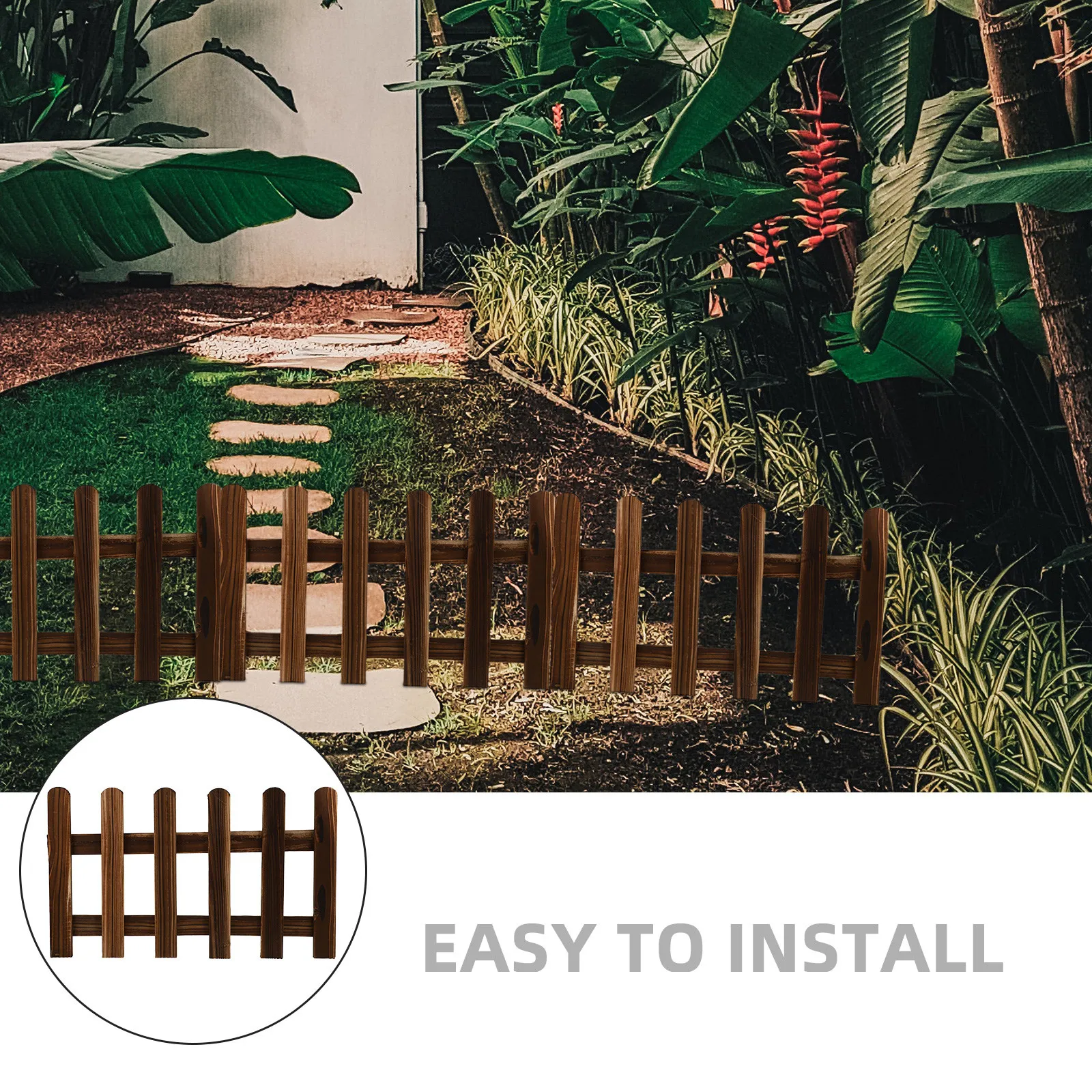 

2Pcs Anti-Corrosive Wood Fence Flexible Lawn Decorative Courtyard Partition Fence for Garden Yard Outdoor Landscape Scene