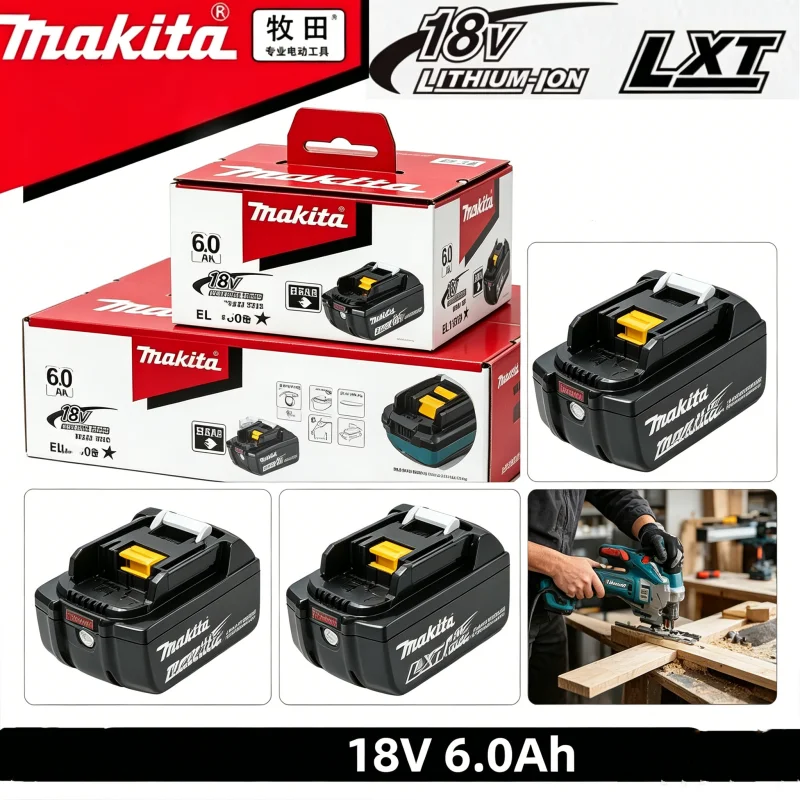 18V Makita 6Ah 100% Origina New Makita Powerful tool battery+charger, For DDF487 lithium rechargeable impact drill household