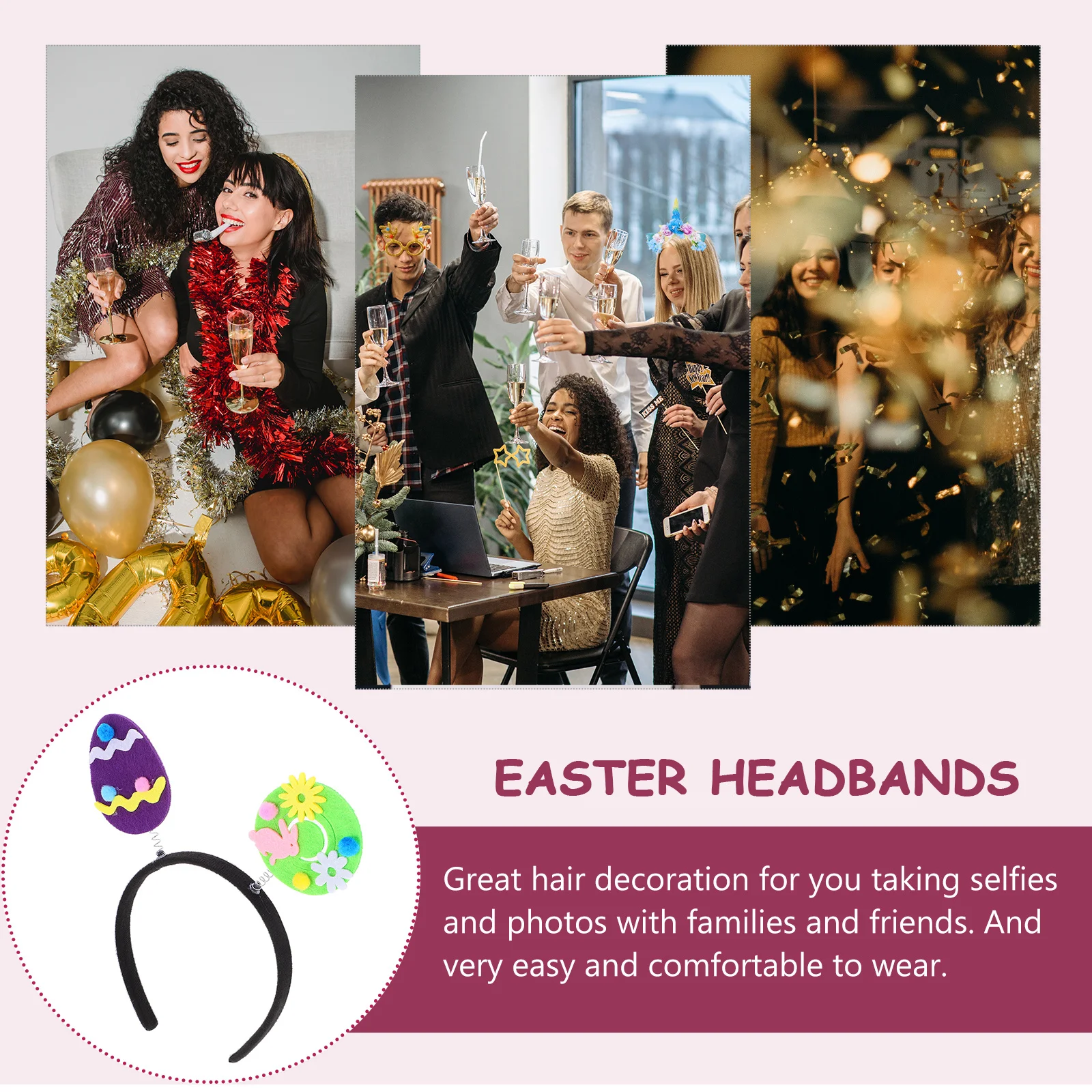 

Easter Headband For Girls Kids Bunny Ear Hair Hoop With Easter Eggs Decorative Party Costume Accessory Festival Wear