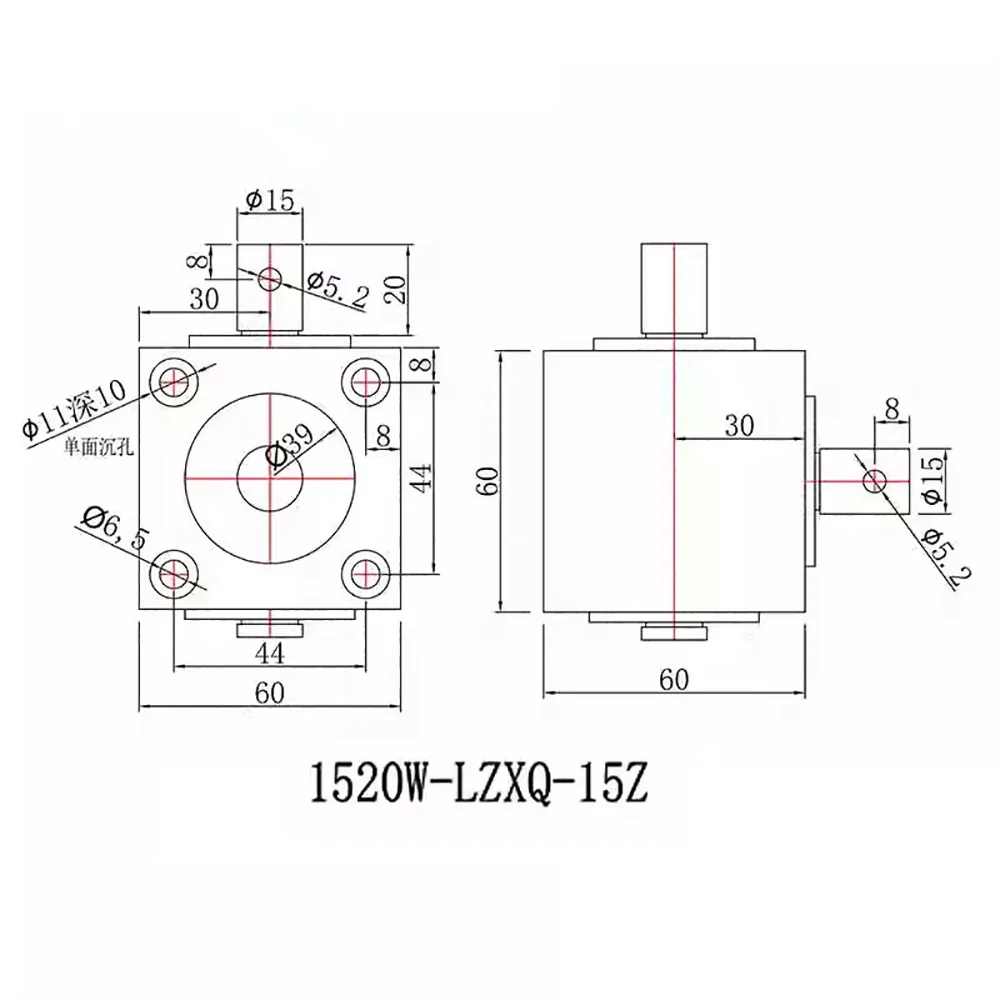 Vertical Type Right Angle Steering Gear Box 1.5M 20T 90 Degree Commutator 15MM Diameter Dual Shaft 2000RPM 12Nm BB