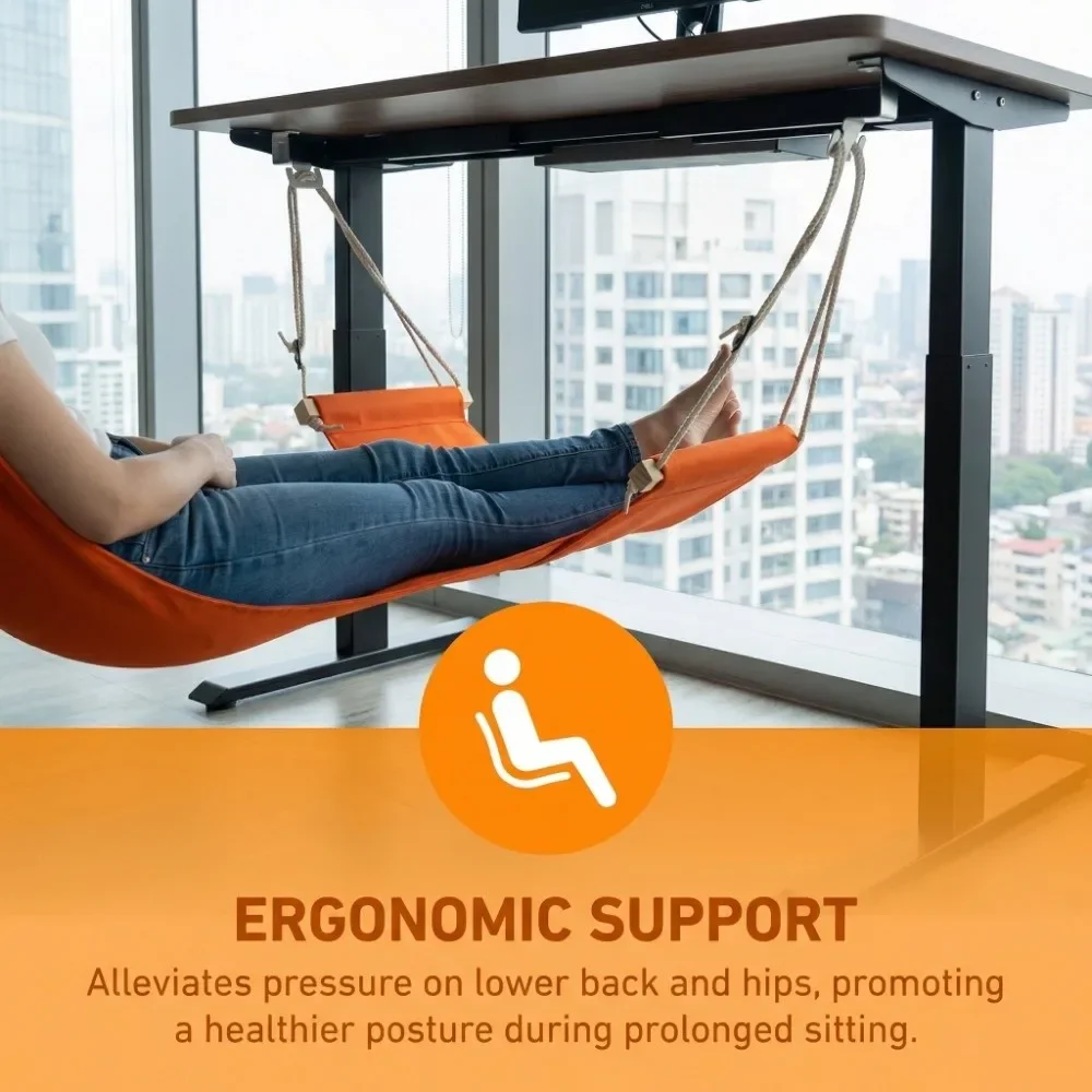 Tool Free Desk Rest Breathable Foldable Office Support For Work Ergonomic Adjustable Foot Hammock Portable