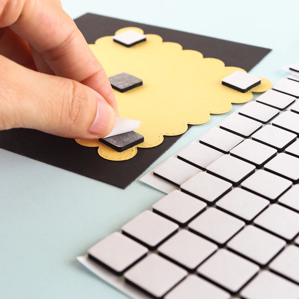 Schiuma adesiva bifacciale 3D Quadrati 1mm/2mm Nero Bianco Adesivi dimensionali adesivi permanenti Fai da te Scrapbooking Shaker Card