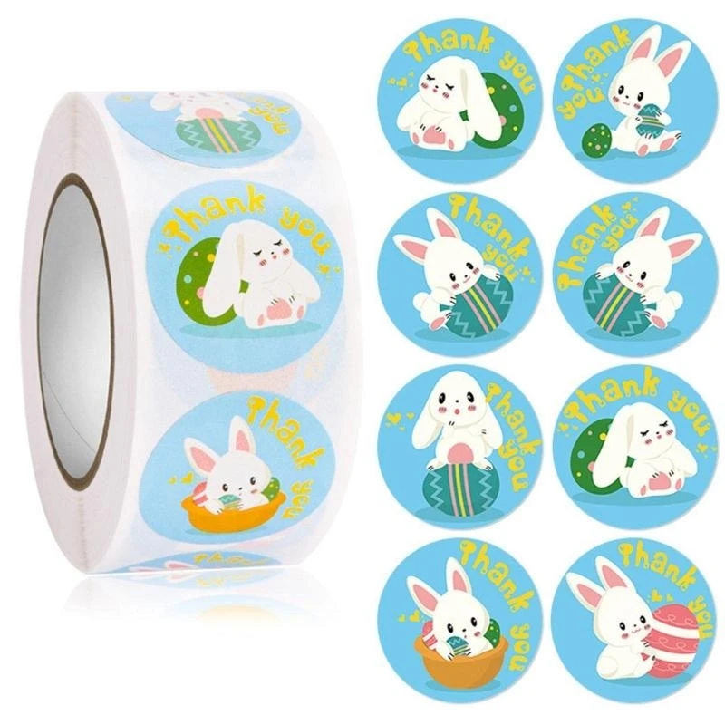 

500pcs Happy Easter Sticker for Kids Easter Bunny Egg Gift Sealing Labels Decor
